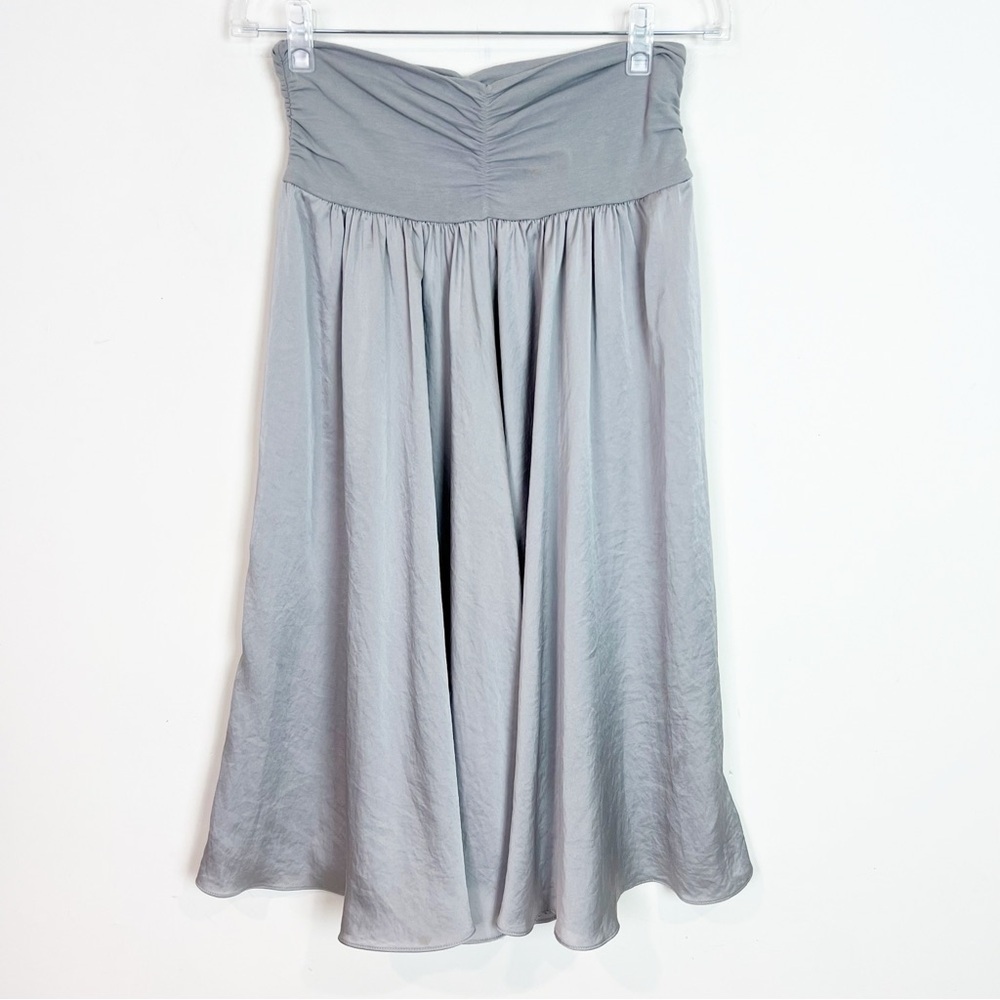 CABI CONVERTIBLE BALLET SKIRT GRAY SILVER FLOWY STRAPLESS DRESS STYLE 241 SMALL